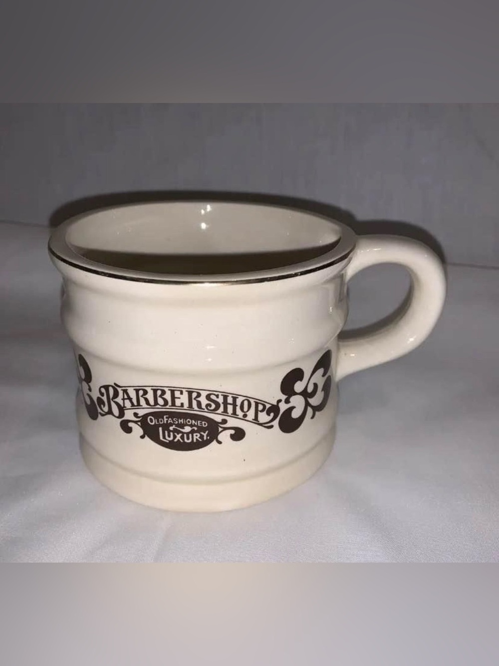 Cream Ceramic Mug with Brown Graphic